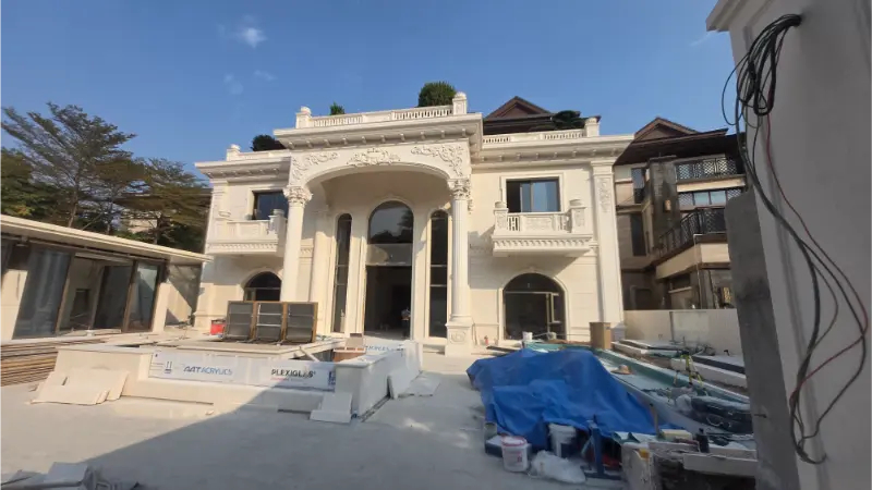 Проект за инсталирање и демонтирање на затворен базен Blueway Villa: Емералд планинска вила, езерото Сонгшан, Донгуан